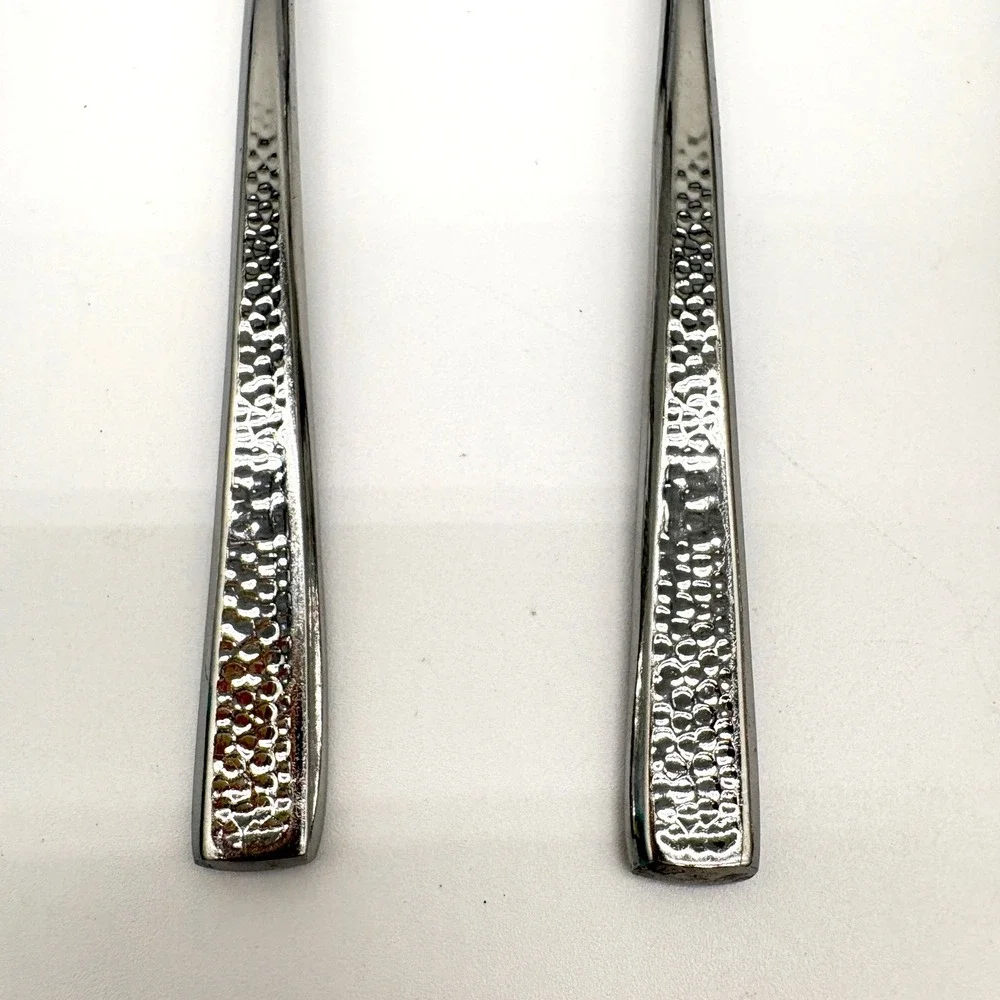Towle Living Texture Hammered Metal Stainless Steel Soup Spoon Set 4 Flatware